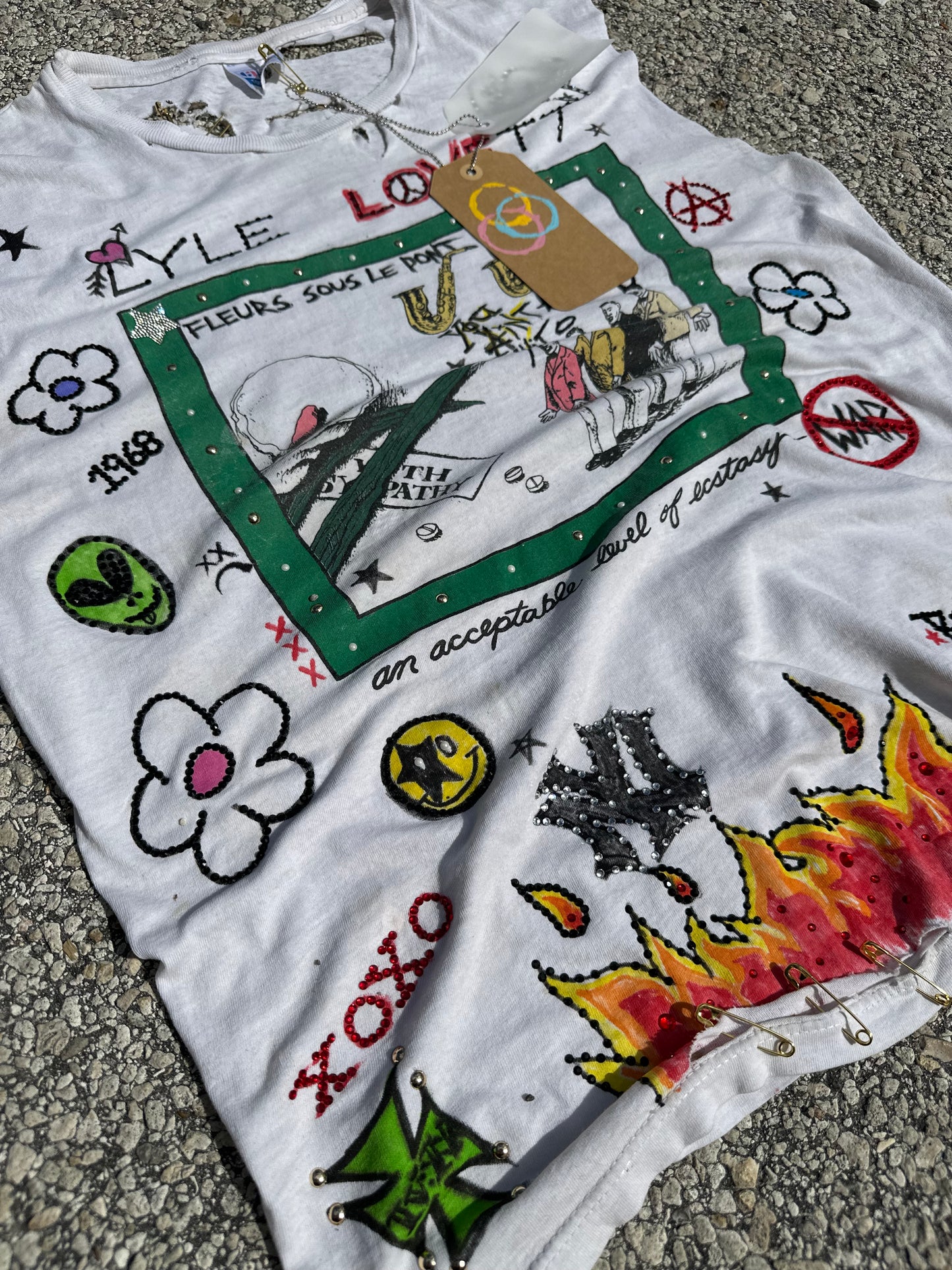“Beverly Hills” 1 OF 1 hand painted vintage cut-off
