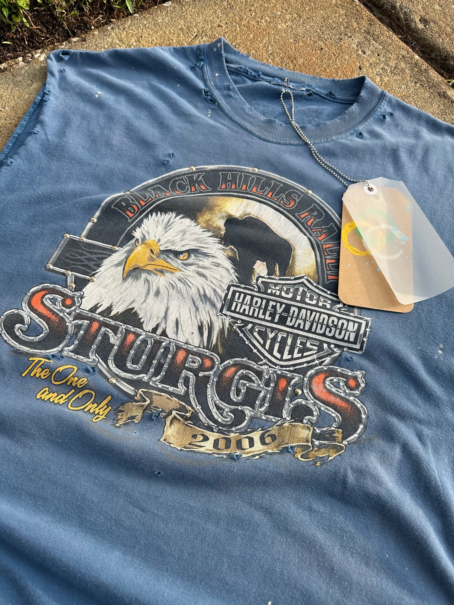“Beverly Hills” 1 of 1 vintage Harley rhinestone CUT-OFF