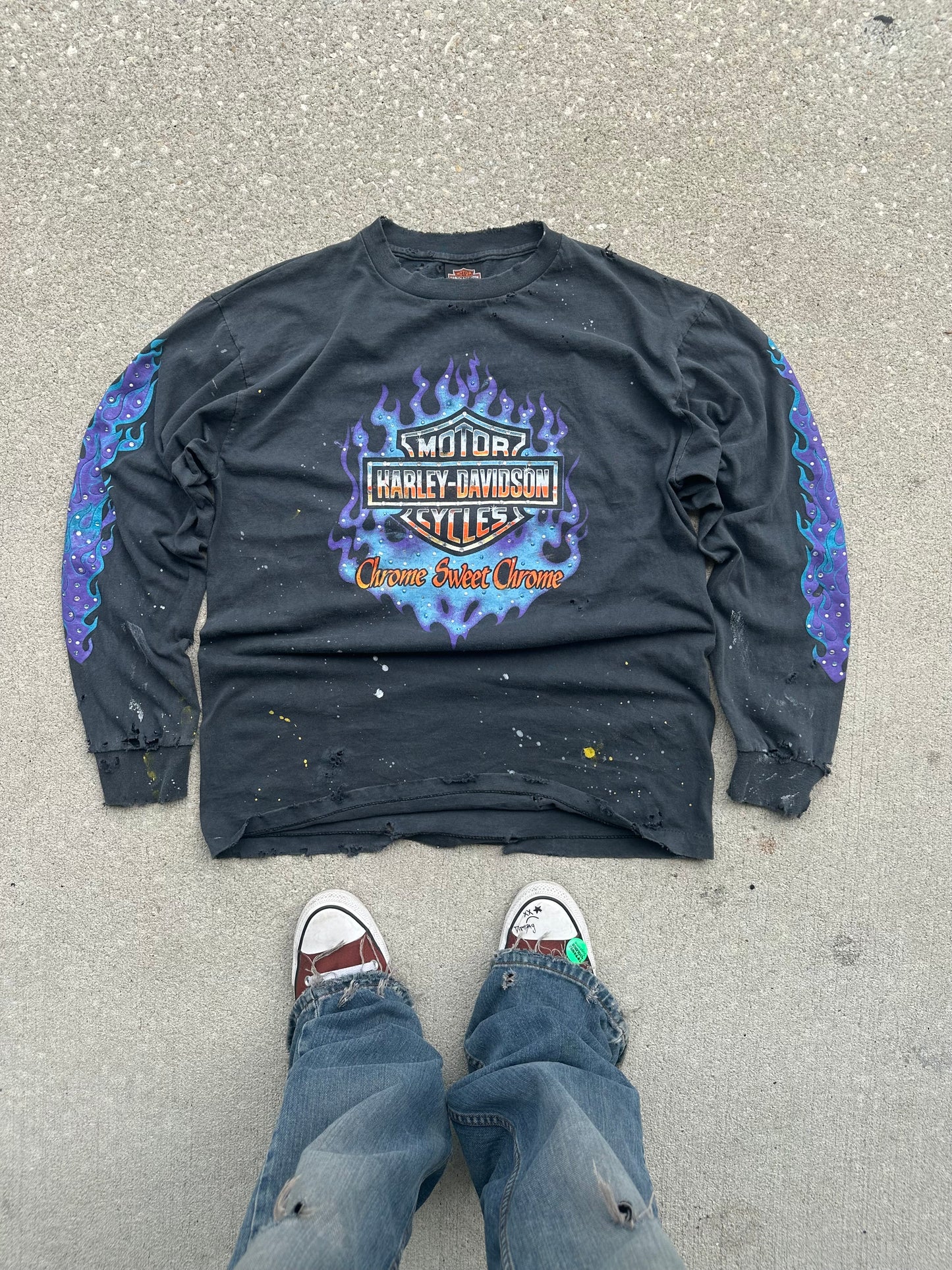 “Beverly Hills” Vintage SAVE THE CRHOME rhinestone longsleeve