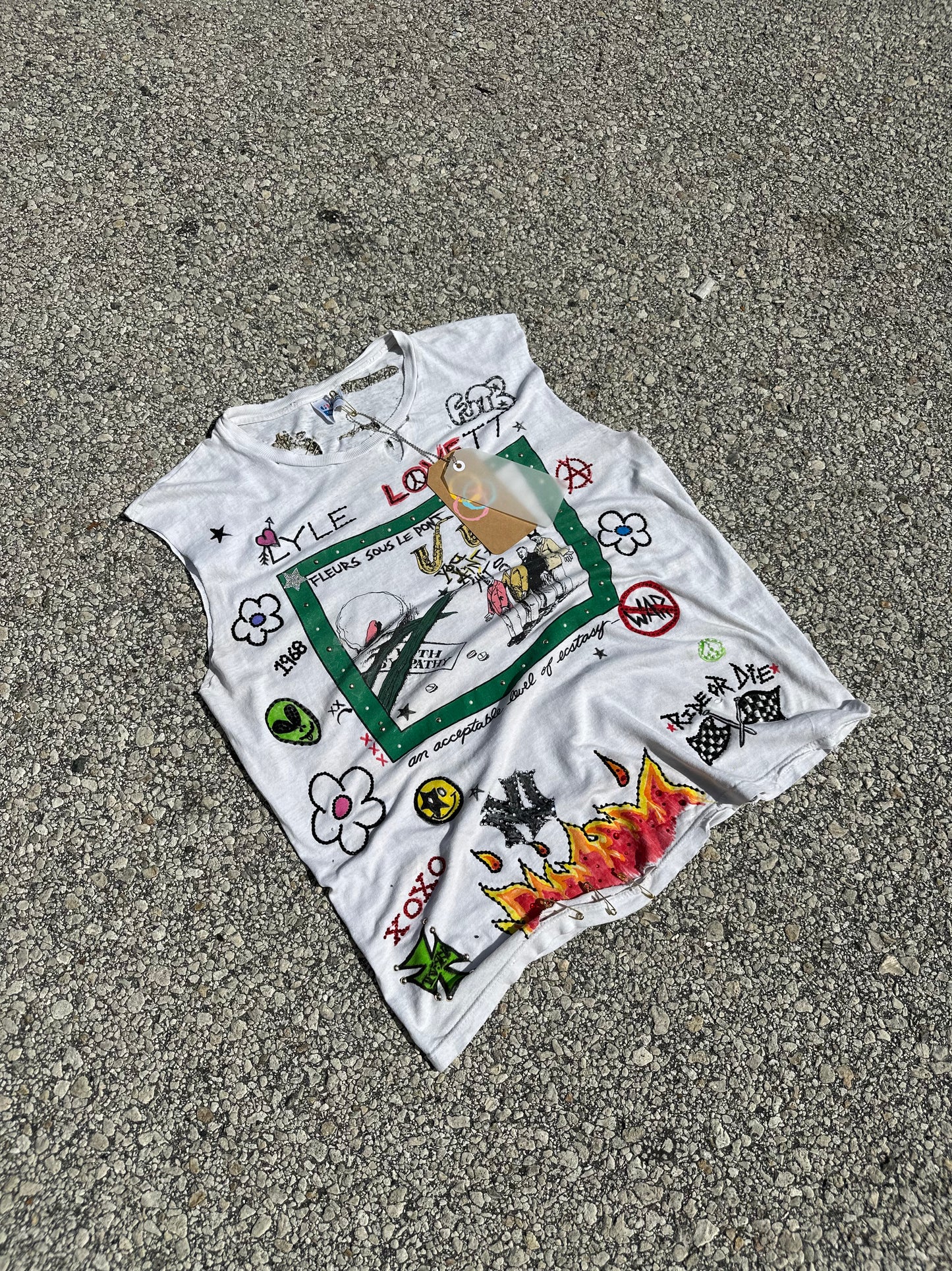 “Beverly Hills” 1 OF 1 hand painted vintage cut-off