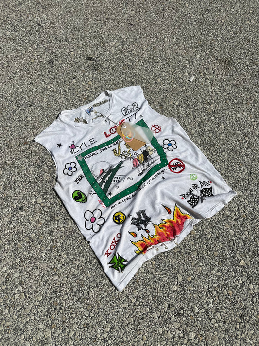 “Beverly Hills” 1 OF 1 hand painted vintage cut-off